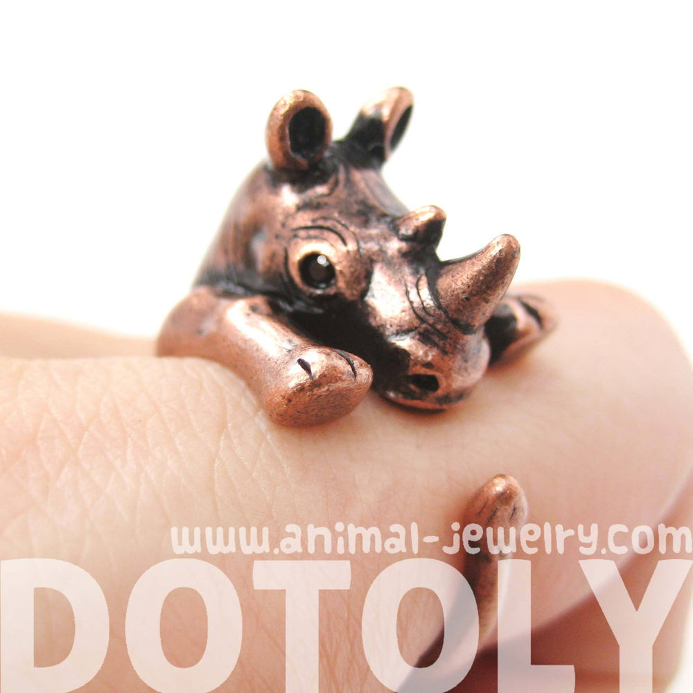 Rhino Rhinoceros Animal Wrap Around Ring in Copper - Size 5 to 10 | DOTOLY