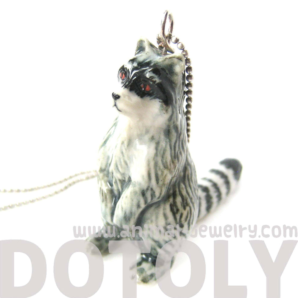 Ring-Tailed Lemur Porcelain Ceramic Animal Pendant Necklace | Handmade | DOTOLY