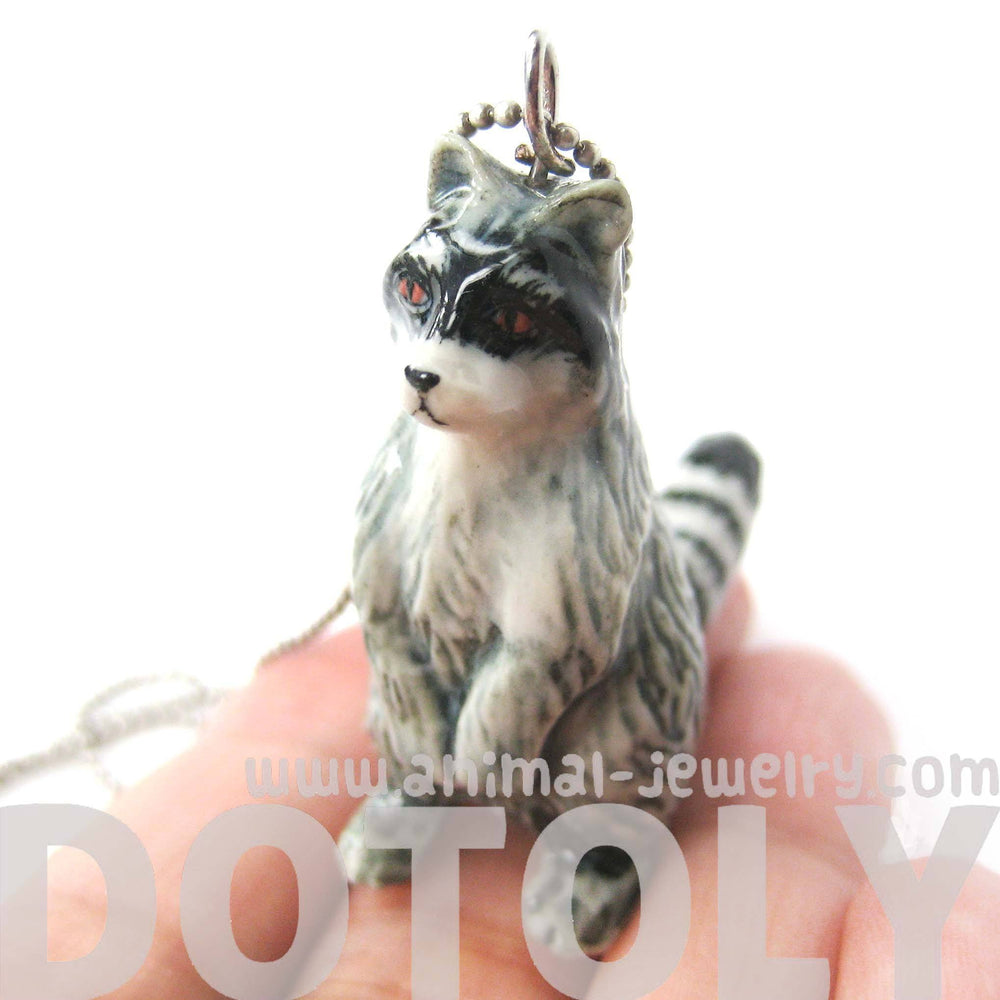 Ring-Tailed Lemur Porcelain Ceramic Animal Pendant Necklace | Handmade | DOTOLY