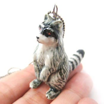 Ring-Tailed Lemur Porcelain Ceramic Animal Pendant Necklace | Handmade | DOTOLY