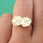 Rolling Dices Lucky Dice Shaped Adjustable Ring in Gold | DOTOLY