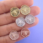 Round Bumble Queen Bee Wax Seal Shaped Stud Earrings | Animal Jewelry
