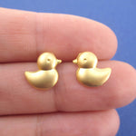 Rubber Ducky Duck Shaped Stud Earrings in Gold | Animal Jewelry