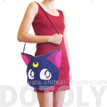 Sailor Moon Luna Kitty Cat Face Shaped Vinyl Cross Body Bag | DOTOLY