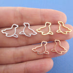 Minimal Sea Lion Seal Outline Shaped Stud Earrings for Women | DOTOLY