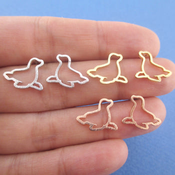Minimal Sea Lion Seal Outline Shaped Stud Earrings for Women | DOTOLY