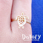 Sea Turtle Tortoise Shaped Adjustable Ring in Gold | Animal Jewelry