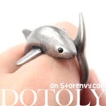 Shark Sea Animal Wrap Around Realistic Ring in Silver - Size 5 to 10 | DOTOLY