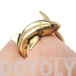 Shark Sea Animal Wrap Around Ring in Shiny Gold | Size 5 to 10 | Shark Week | DOTOLY