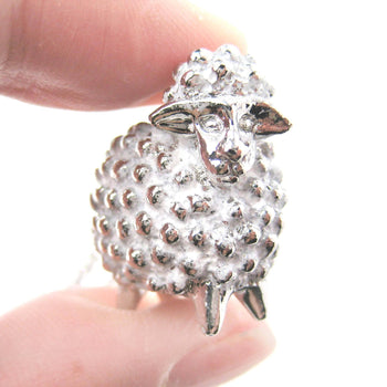 Sheep Lamb Animal Pendant Necklace in White and Silver | Animal Jewelry | DOTOLY
