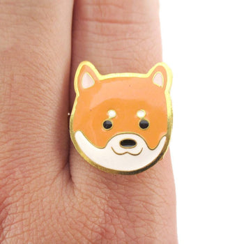 Shiba Inu Puppy Face Shaped Adjustable Animal Ring | Limited Edition | DOTOLY