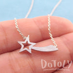 Shooting Star Shaped Make a Wish Pendant Necklace in Silver | DOTOLY | DOTOLY