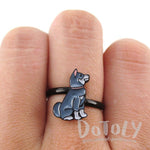 Siberian Husky Puppy Shaped Dog Inspired Adjustable Ring | DOTOLY