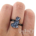 Siberian Husky Puppy Shaped Dog Inspired Adjustable Ring | DOTOLY