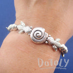 Silver Goldfish Seashell Shaped Charm Stretchy Bracelet