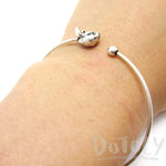 Simple Bunny Rabbit Charm Bangle Bracelet Cuff in Silver | Animal Jewelry | DOTOLY
