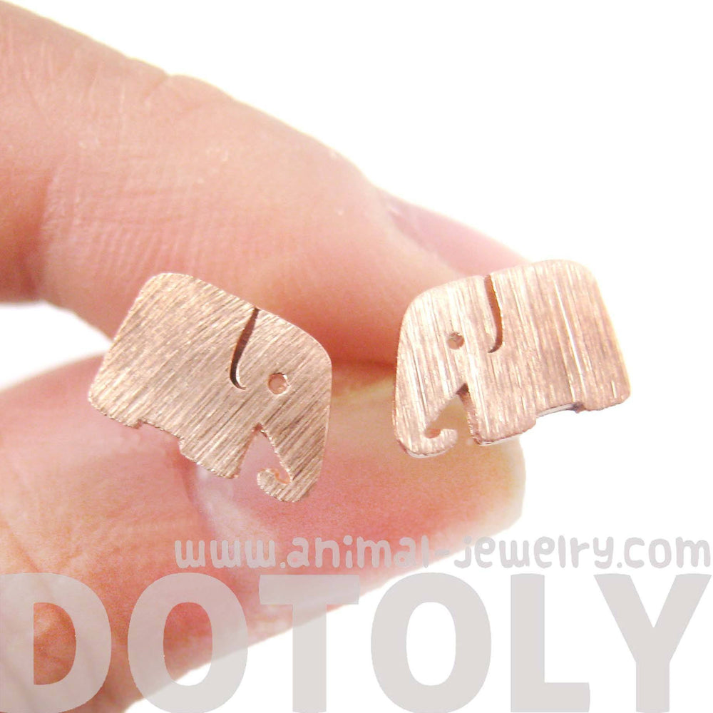 Simple Elephant Shaped Silhouette Stud Earrings in Rose Gold | Allergy Free | DOTOLY