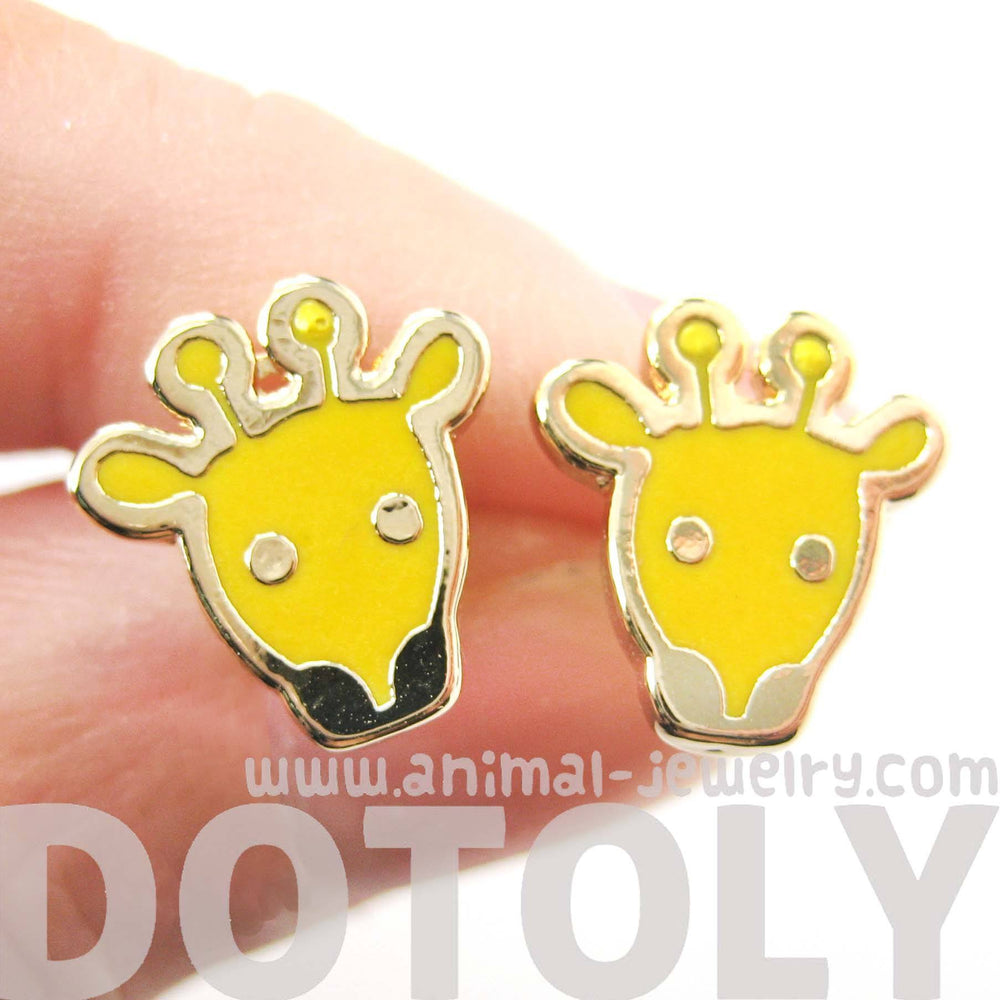 Simple Giraffe Shaped Animal Stud Earrings in Yellow | DOTOLY | DOTOLY
