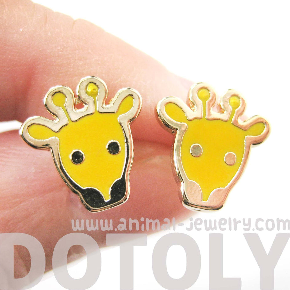 Simple Giraffe Shaped Animal Stud Earrings in Yellow | DOTOLY | DOTOLY