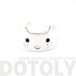 Simple Kitty Cat Face Shaped Animal Ring in Silver | Animal Jewelry | DOTOLY