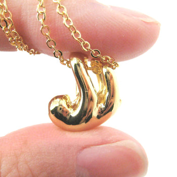 Sleek Abstract Sloth Shaped Animal Pendant Necklace in Gold | DOTOLY | DOTOLY