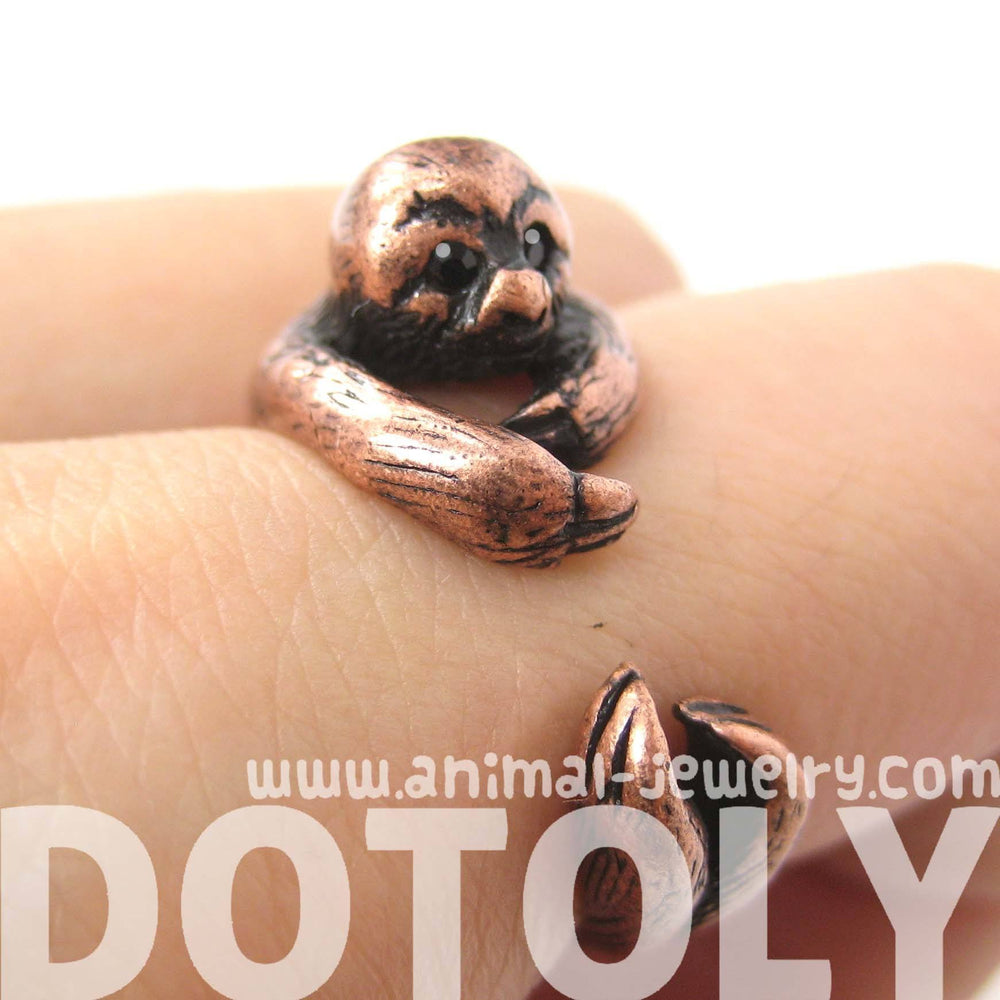 Sloth Animal Wrap Around Hug Ring in Copper - Sizes 4 to 9 Available | DOTOLY