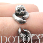Sloth Animal Wrap Around Hug Ring in Silver - Size 4 to 9 Available | DOTOLY