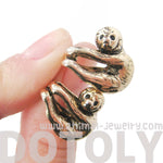 Sloth Shaped Animal Stud Earrings in Shiny Gold | Animal Jewelry | DOTOLY