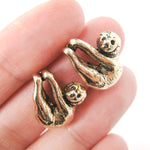 Sloth Shaped Animal Stud Earrings in Shiny Gold | Animal Jewelry | DOTOLY