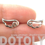 Small Angel Wings Feather Outline Stud Earrings in Silver | DOTOLY | DOTOLY