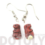 Small Beaver Shaped Porcelain Ceramic Animal Themed Dangle Earrings | Handmade | DOTOLY