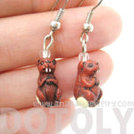 Small Beaver Shaped Porcelain Ceramic Animal Themed Dangle Earrings | Handmade | DOTOLY