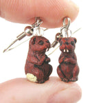 Small Beaver Shaped Porcelain Ceramic Animal Themed Dangle Earrings | Handmade | DOTOLY