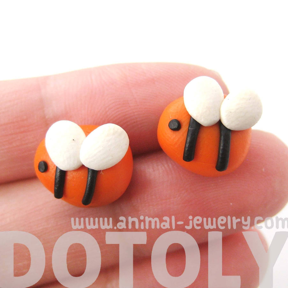 Small Bee Shaped Animal Themed Polymer Clay Stud Earrings | DOTOLY | DOTOLY