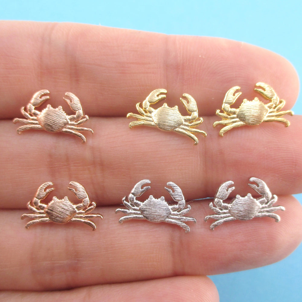 Miniature Crab Shaped Sea Inspired Stud Earrings For Women