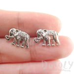 Small Elephant Shaped Stud Earrings in Silver | Animal Jewelry | DOTOLY
