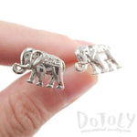 Small Elephant Shaped Stud Earrings in Silver | Animal Jewelry | DOTOLY