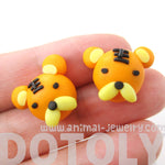 Small Tiger Shaped Animal Themed Polymer Clay Stud Earrings | DOTOLY | DOTOLY
