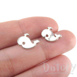 Small Whale Silhouette Shaped Stud Earrings in Silver | Animal Jewelry | DOTOLY