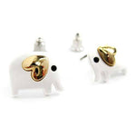 Baby Elephant Shaped Animal Stud Earring in Silver with Heart Shaped Ears | DOTOLY