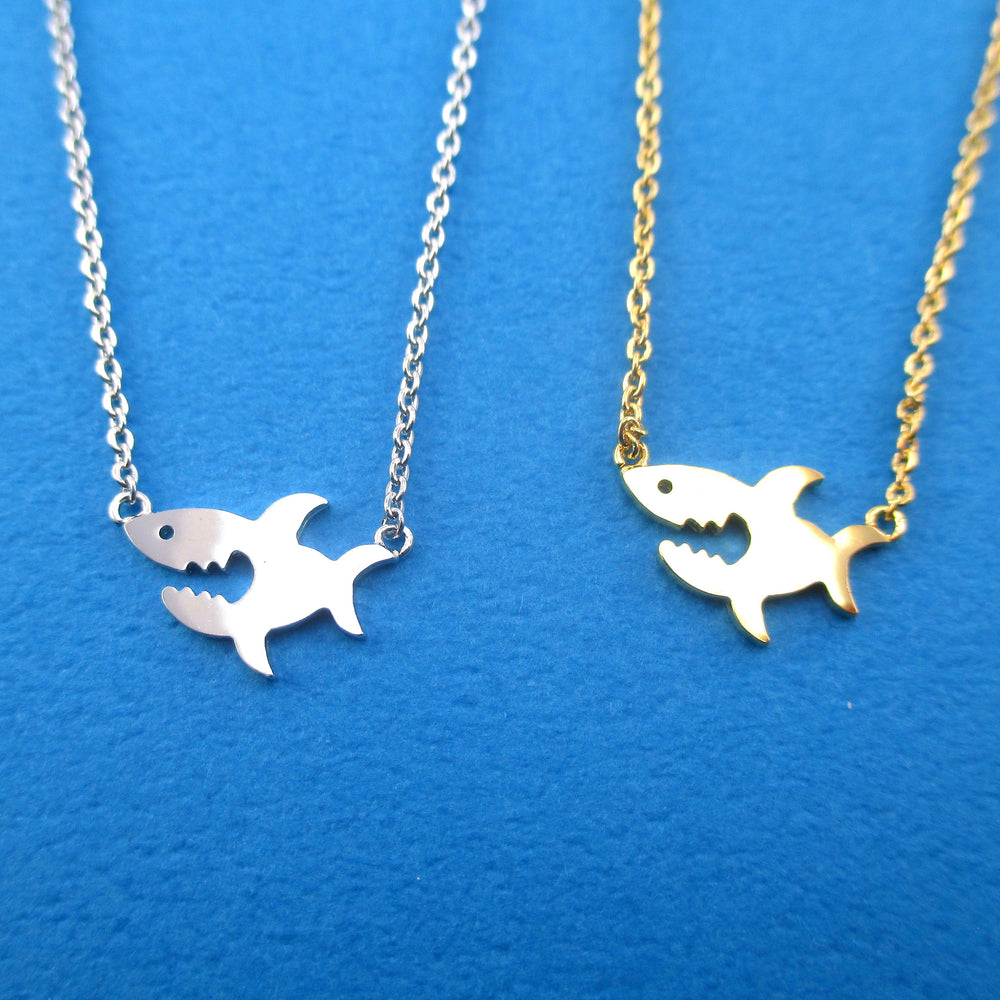 Smiling Shark Silhouette Pendant Sea Creatures Necklace