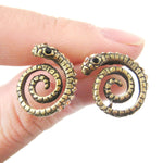 Snake Shaped Stud Earrings in Brass with Rhinestones | Animal Jewelry | DOTOLY