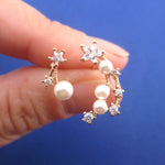 Space Themed Constellation Shooting Stars Celestial Drop Stud Earrings