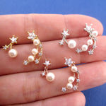 Space Themed Constellation Shooting Stars Celestial Drop Stud Earrings