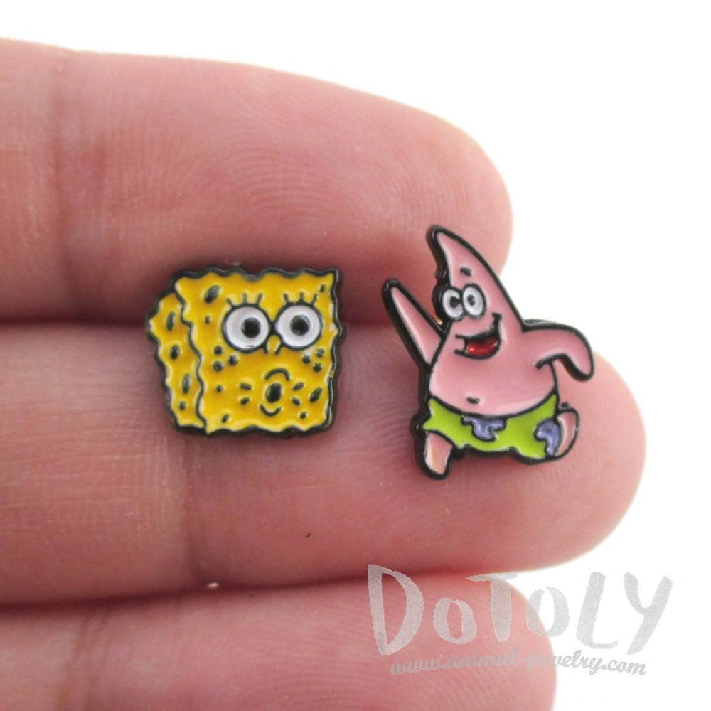SpongeBob SquarePants and Patrick Star Shaped Stud Earrings | DOTOLY