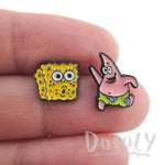 SpongeBob SquarePants and Patrick Star Shaped Stud Earrings | DOTOLY