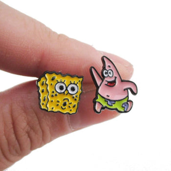 SpongeBob SquarePants and Patrick Star Shaped Stud Earrings | DOTOLY