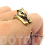 Squirrel Chipmunk Shaped Animal Wrap Around Ring in Brass | US Sizes 3 to 8.5 | DOTOLY