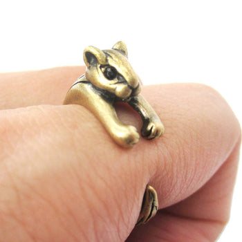 Squirrel Chipmunk Shaped Animal Wrap Around Ring in Brass | US Sizes 3 to 8.5 | DOTOLY
