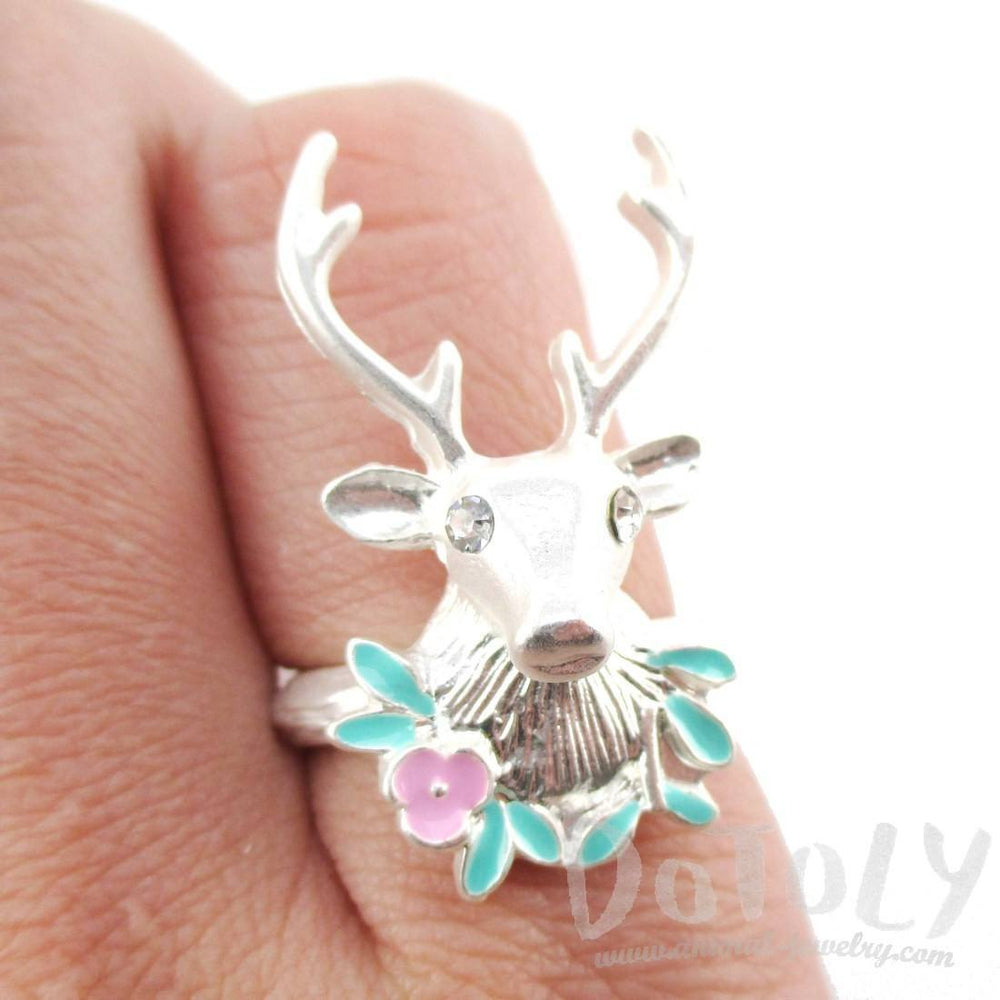 Stag Head Trophy Shaped Animal Ring in Silver | DOTOLY | DOTOLY
